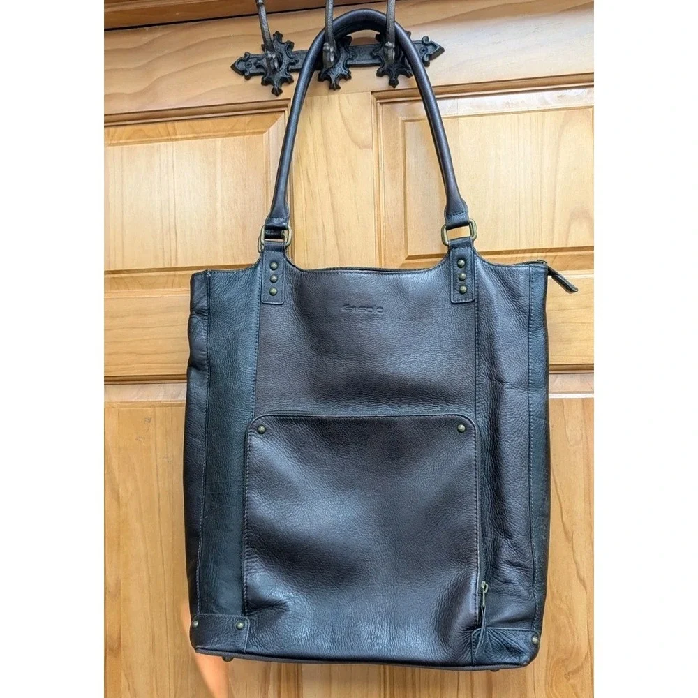 Solo Leather Laptop Brown Bag Tote Double Straps Trolley Sleeve